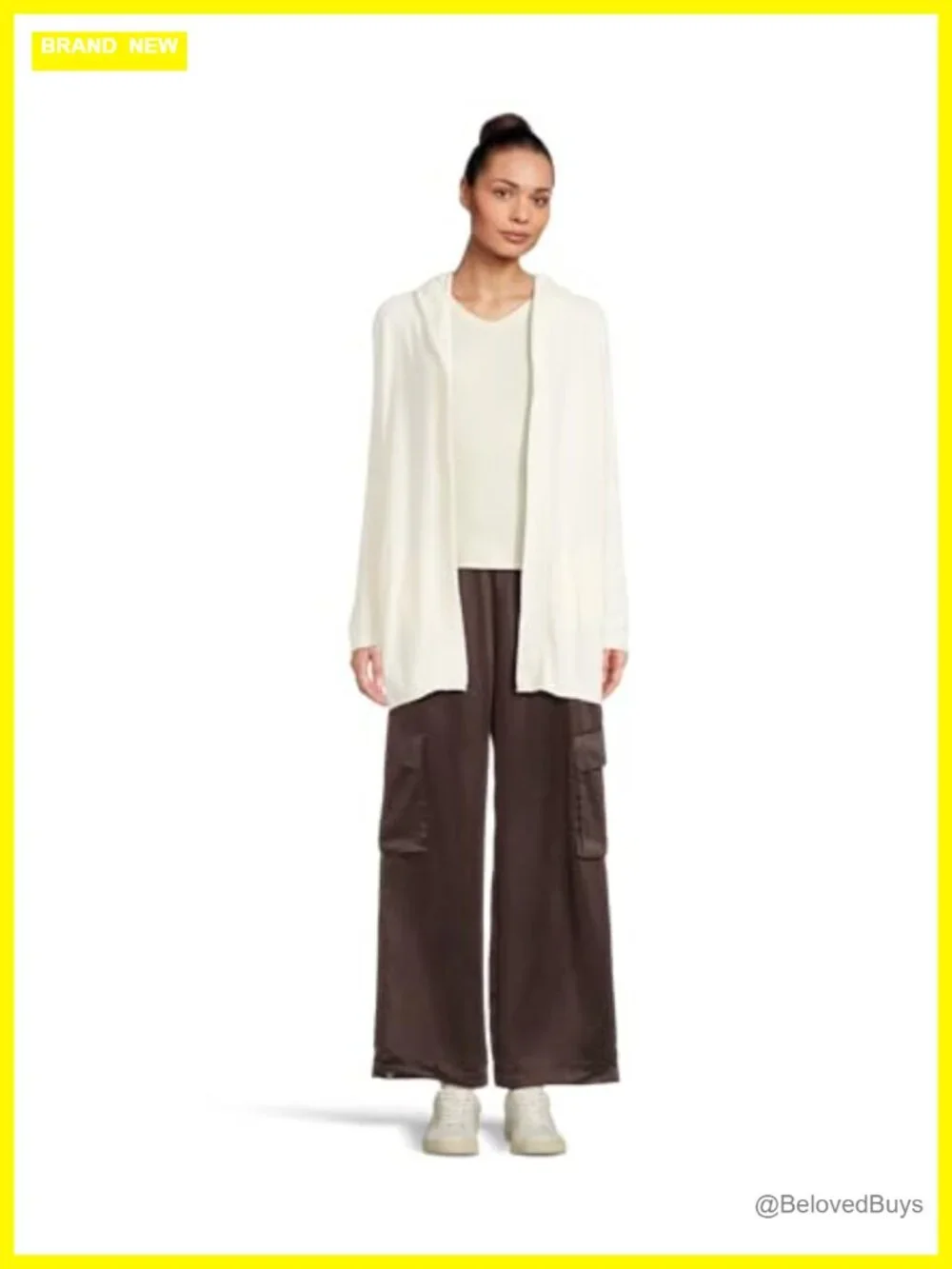 Liquid Satin Wide Leg Cargo Pant Pull-On Relaxed Fit